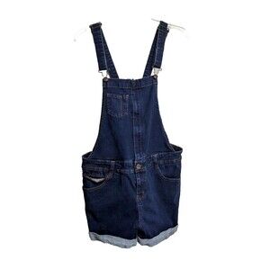 Wallflower Junior X-Large Women Short Denim Romper Zipper Dark Blue Jeans XL